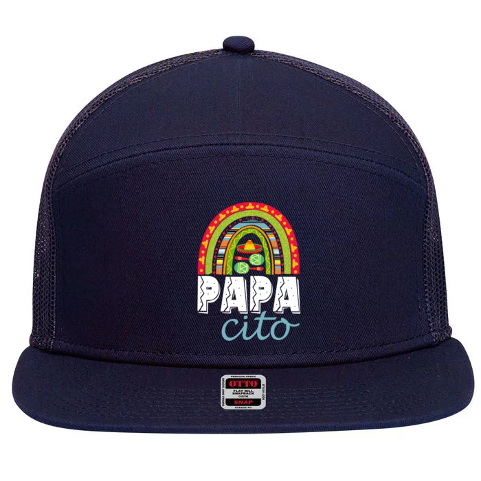 Papa Cito Rainbow Funny Mexican Food Foodie Love Gift 7 Panel Mesh Trucker Snapback Hat