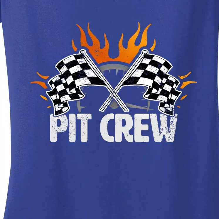 Pit Crew Race Car Birthday Party Racing Family Matching Great Gift Women's V-Neck T-Shirt