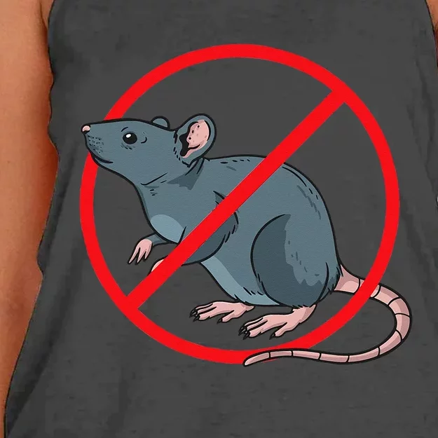 Pest Control Rat Exterminator No Rat Sign Women's Knotted Racerback Tank