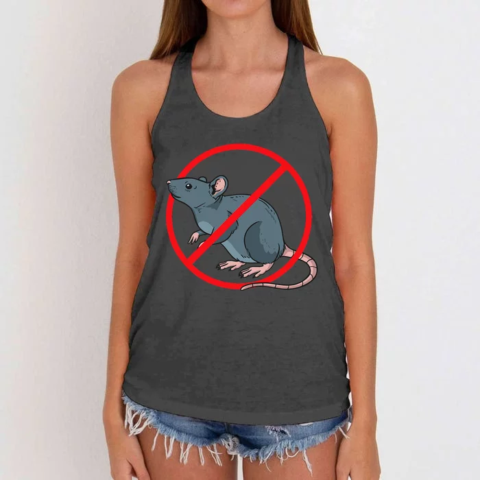 Pest Control Rat Exterminator No Rat Sign Women's Knotted Racerback Tank