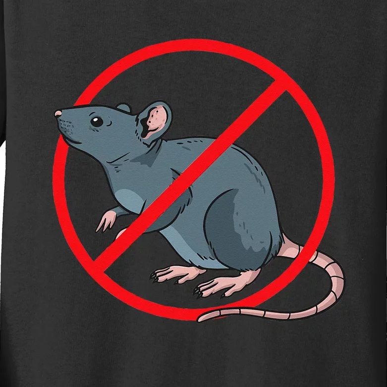 Pest Control Rat Exterminator No Rat Sign Kids Long Sleeve Shirt