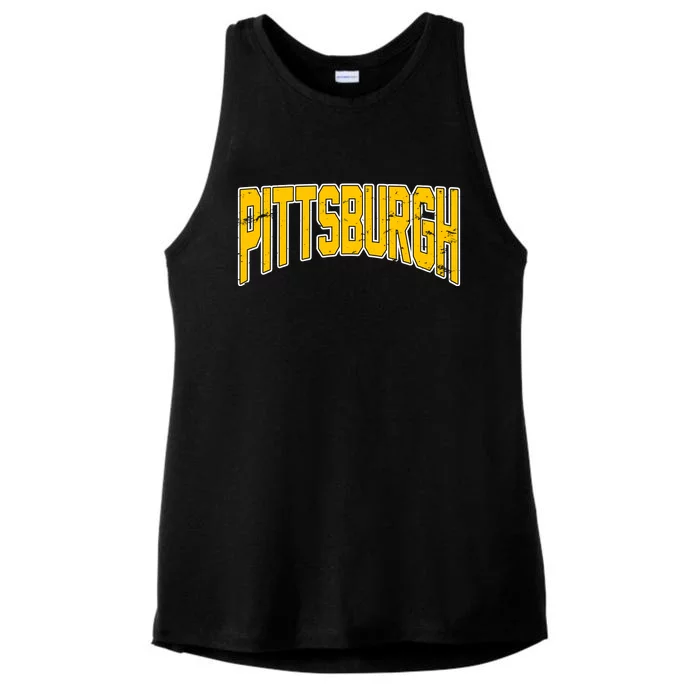 Pittsburgh City Retro Vintage Ladies Tri-Blend Wicking Tank