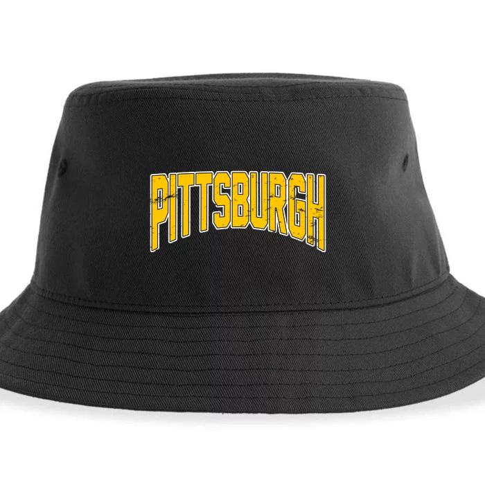 Pittsburgh City Retro Vintage Sustainable Bucket Hat