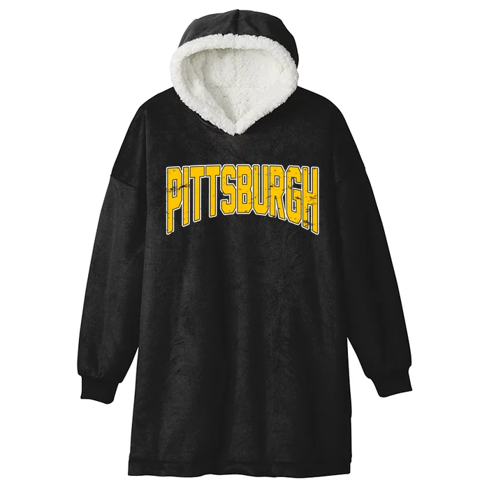 Pittsburgh City Retro Vintage Hooded Wearable Blanket