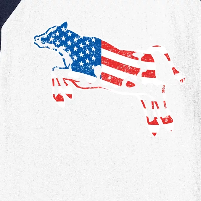 Patriotic Cow Red White And Moo Blue Usa Funny Flag 4th July Gift Baseball Sleeve Shirt