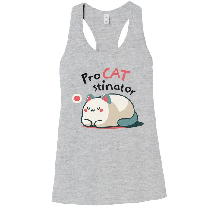 Pro Cat Stinator Adorable Lazy Cat Design Women's Racerback Tank