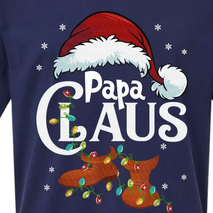 Papa Claus Santa Hat Matching Christmas Family Group Sueded Cloud Jersey T-Shirt