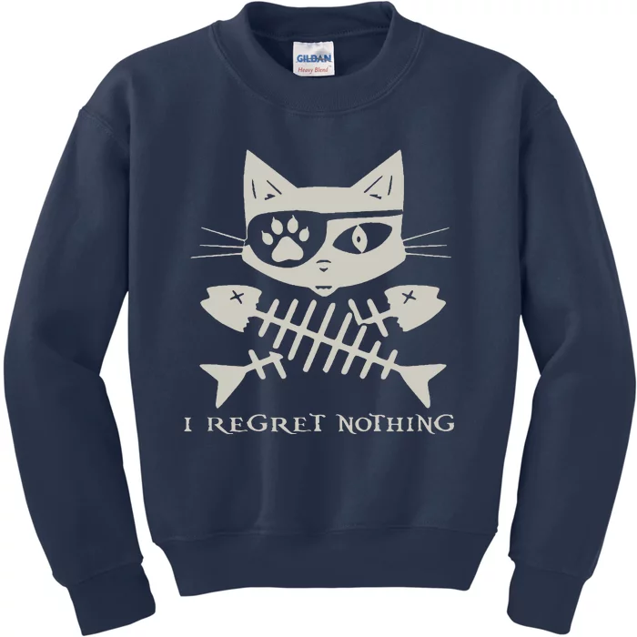 Pirate Cat Skull And Crossbones Kids Sweatshirt