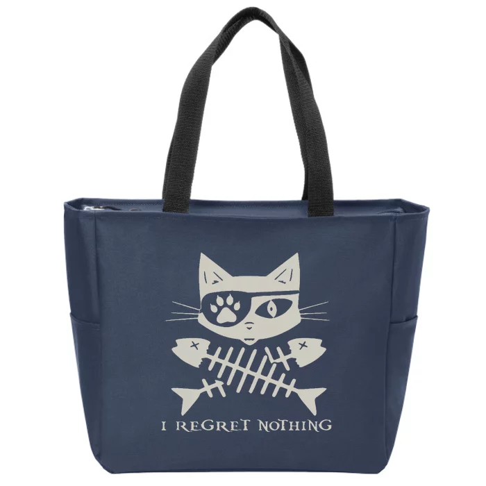 Pirate Cat Skull And Crossbones Zip Tote Bag