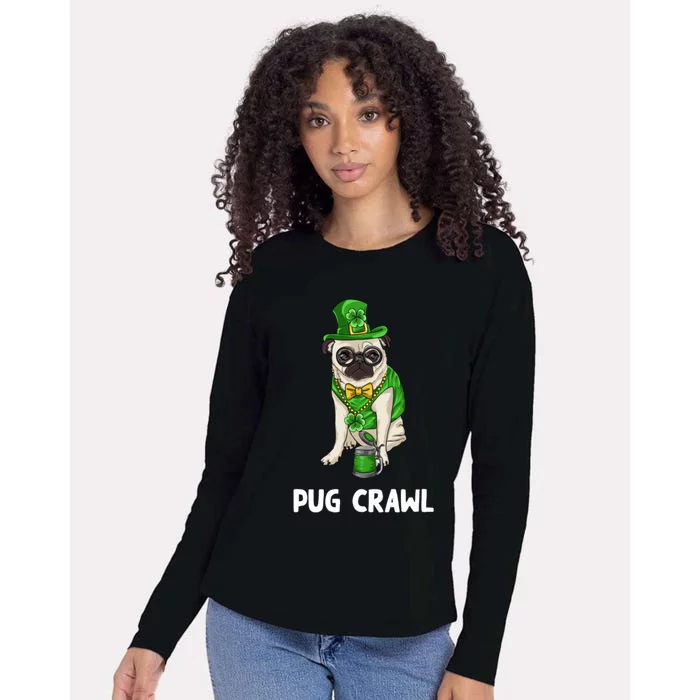 Pug Crawl St Patrick's Day Ing Bar Bartender Funny Gift Womens Cotton Relaxed Long Sleeve T-Shirt