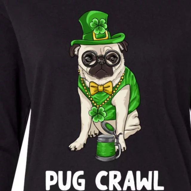 Pug Crawl St Patrick's Day Ing Bar Bartender Funny Gift Womens Cotton Relaxed Long Sleeve T-Shirt