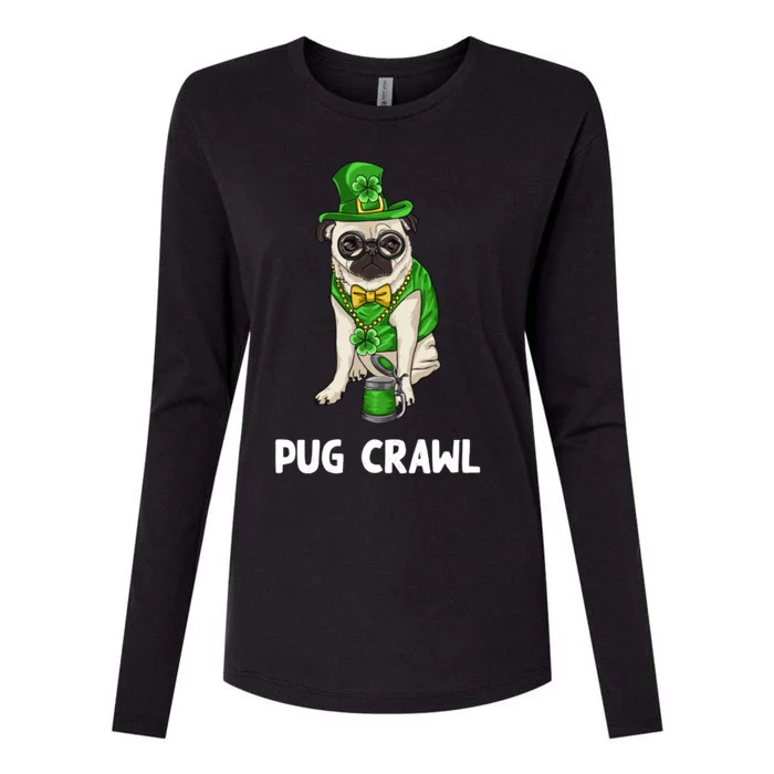 Pug Crawl St Patrick's Day Ing Bar Bartender Funny Gift Womens Cotton Relaxed Long Sleeve T-Shirt