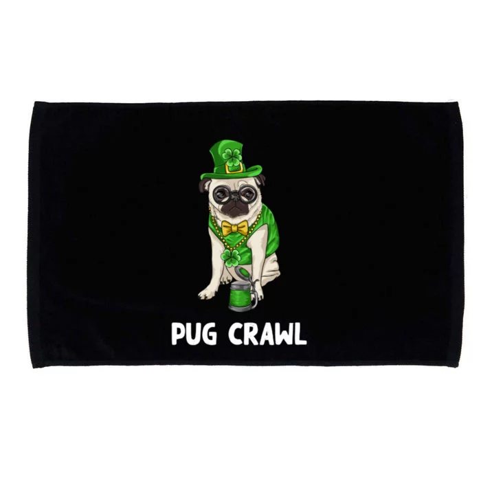 Pug Crawl St Patrick's Day Ing Bar Bartender Funny Gift Microfiber Hand Towel