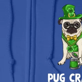 Pug Crawl St Patrick's Day Ing Bar Bartender Funny Gift Full Zip Hoodie