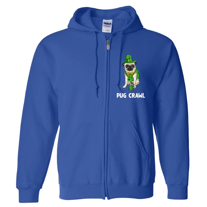 Pug Crawl St Patrick's Day Ing Bar Bartender Funny Gift Full Zip Hoodie