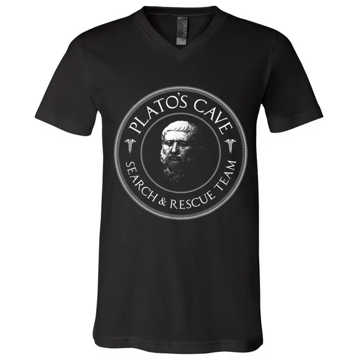 Plato's Cave Search & Rescue Team Philosophy V-Neck T-Shirt