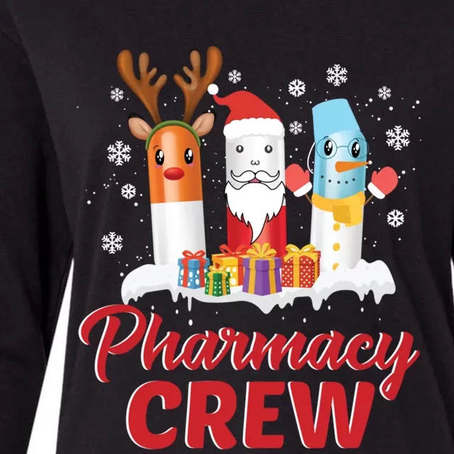 Pharmacy Crew Santa Claus Reindeer Pill Xmas Pharmacist Gift Womens Cotton Relaxed Long Sleeve T-Shirt