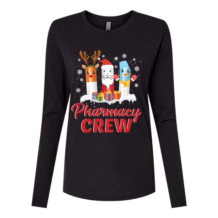 Pharmacy Crew Santa Claus Reindeer Pill Xmas Pharmacist Gift Womens Cotton Relaxed Long Sleeve T-Shirt