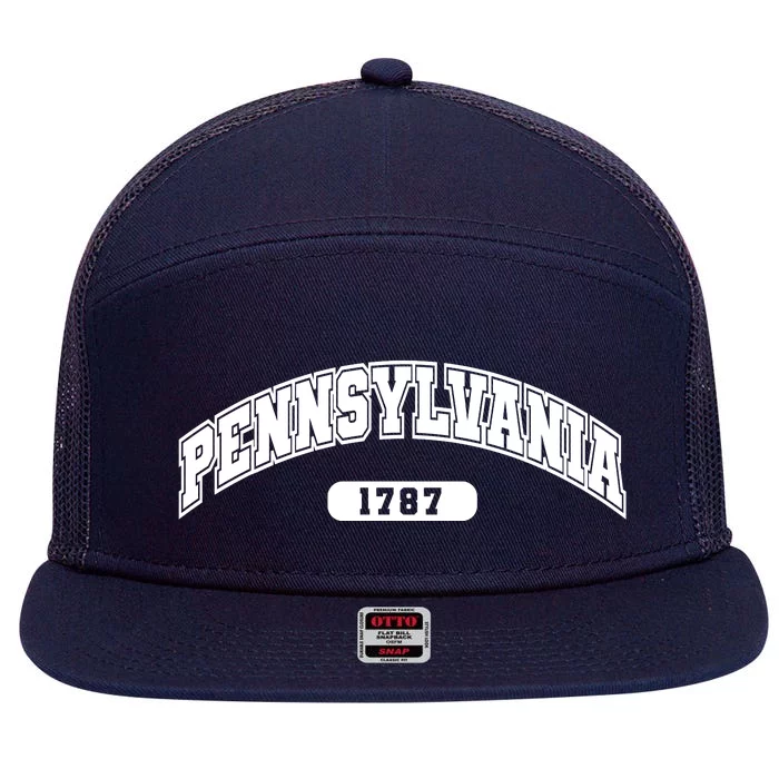 Pennsylvania Collegiate Style 1787 7 Panel Mesh Trucker Snapback Hat