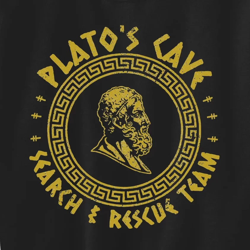 Platos Cave Search And Rescue Teams Funny Philosophy Kids Sweatshirt