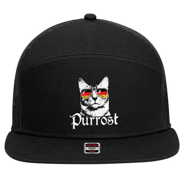 Purrost Cat Sunglasses German Flag Germany Prost Oktoberfest 7 Panel Mesh Trucker Snapback Hat