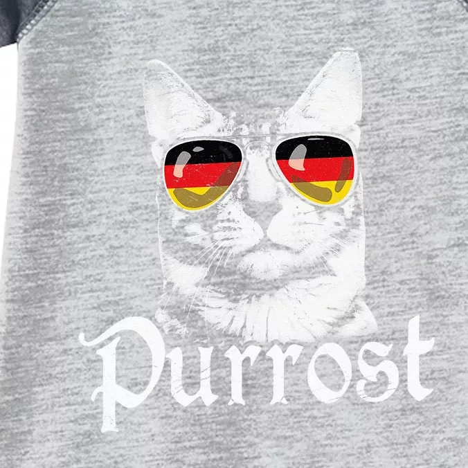 Purrost Cat Sunglasses German Flag Germany Prost Oktoberfest Infant Baby Jersey Bodysuit