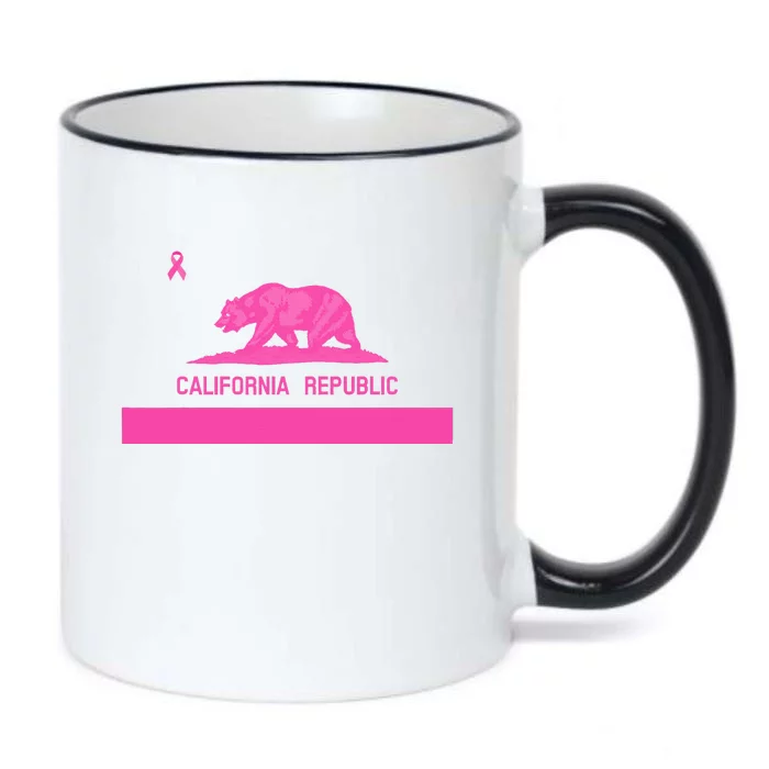 Pink California State CA Flag Breast Cancer Awareness Month Black Color Changing Mug