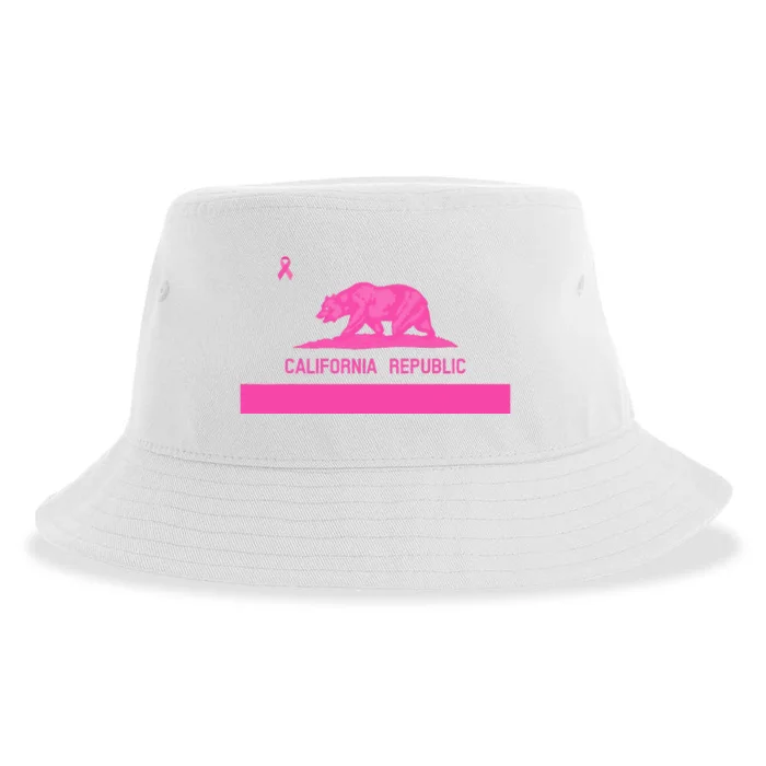 Pink California State CA Flag Breast Cancer Awareness Month Sustainable Bucket Hat