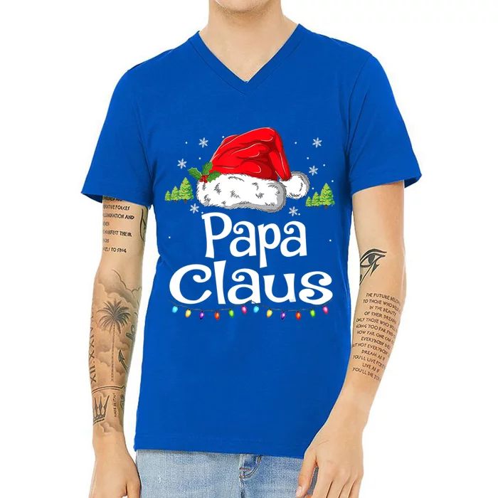 Papa Claus Santa Matching Family Christmas Pajama Gift V-Neck T-Shirt