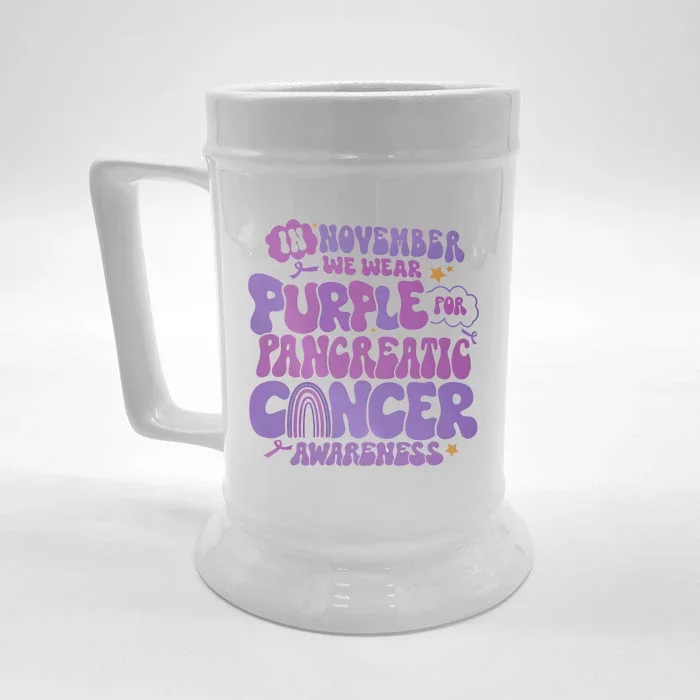 Pancreatic Cancer Support In November We Wear Purple Front & Back Beer Stein