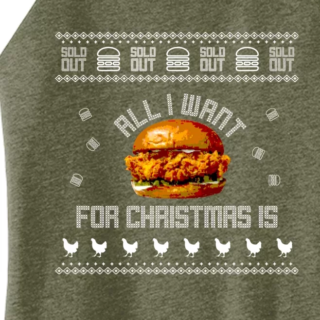 Popeyes Chicken Sandwich Funny Ugly Christmas Sweaters Women’s Perfect Tri Rocker Tank