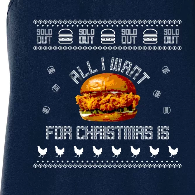 Popeyes Chicken Sandwich Funny Ugly Christmas Sweaters Women's Racerback Tank