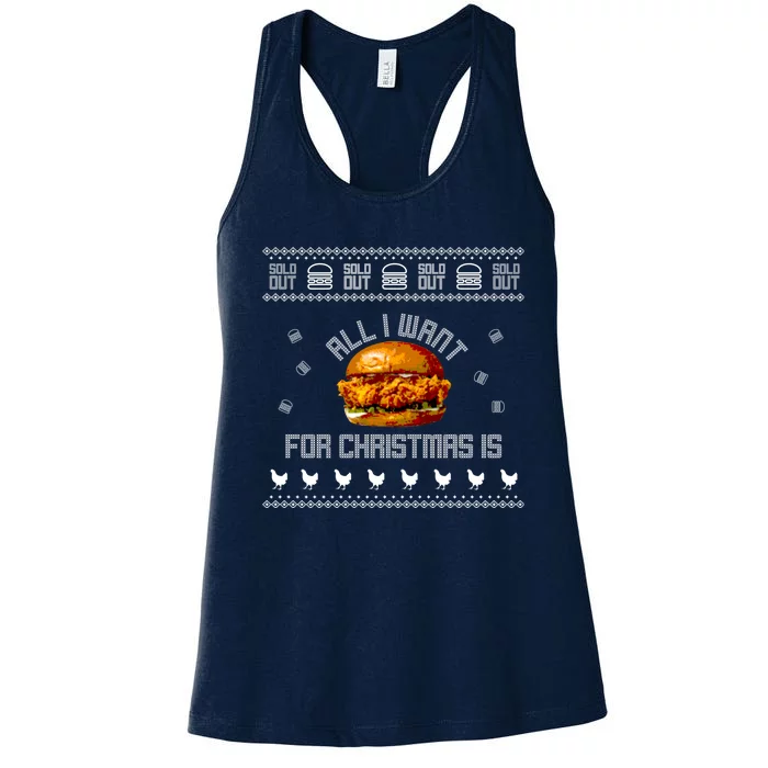 Popeyes Chicken Sandwich Funny Ugly Christmas Sweaters Women's Racerback Tank