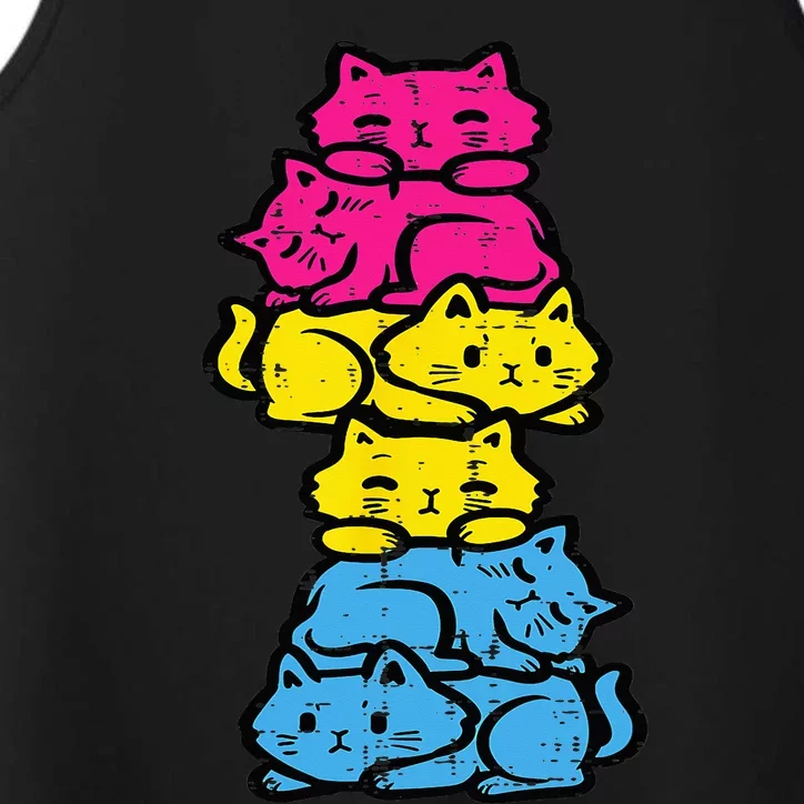 Pansexual Cat Stack Pan Pride Flag Lgbt Anime Performance Tank