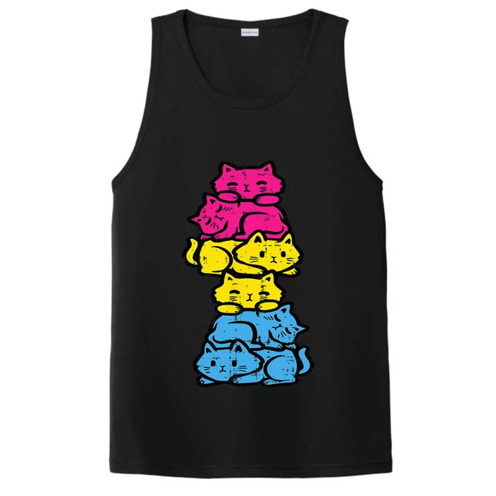 Pansexual Cat Stack Pan Pride Flag Lgbt Anime Performance Tank