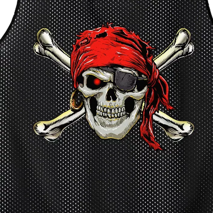 Pirate Costume Skull And Crossbones Jolly Roger Pirate Mesh Reversible Basketball Jersey Tank