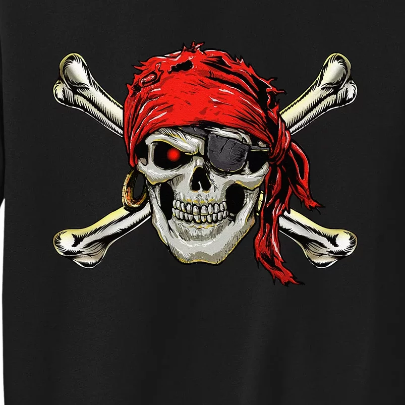 Pirate Costume Skull And Crossbones Jolly Roger Pirate Tall Sweatshirt