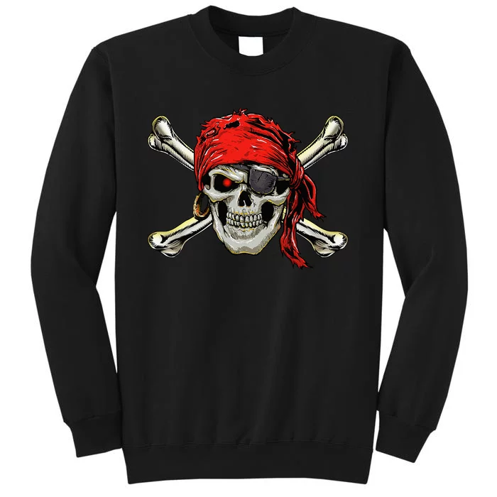 Pirate Costume Skull And Crossbones Jolly Roger Pirate Tall Sweatshirt