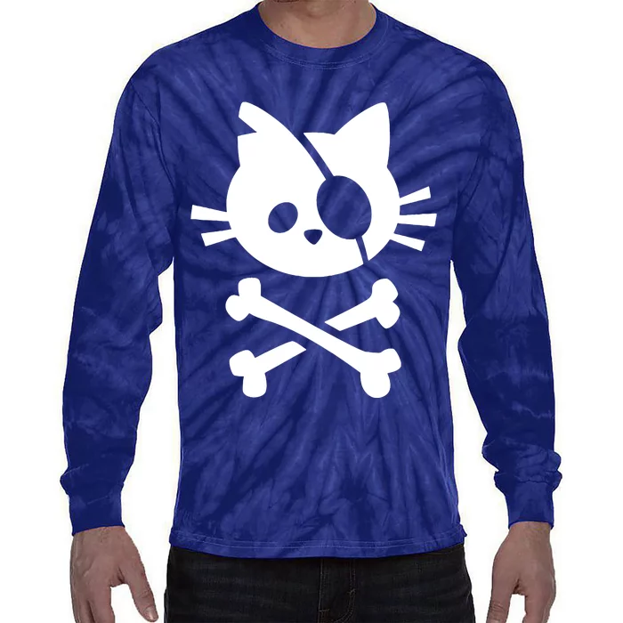 Pirate Cat Skull Cat Tie-Dye Long Sleeve Shirt