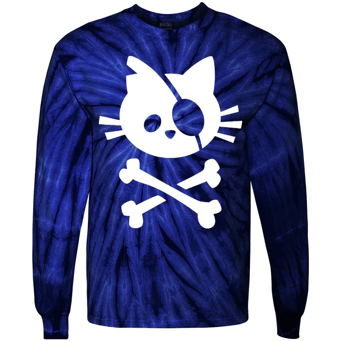 Pirate Cat Skull Cat Tie-Dye Long Sleeve Shirt