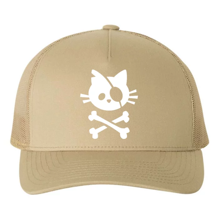 Pirate Cat Skull Cat Yupoong Adult 5-Panel Trucker Hat