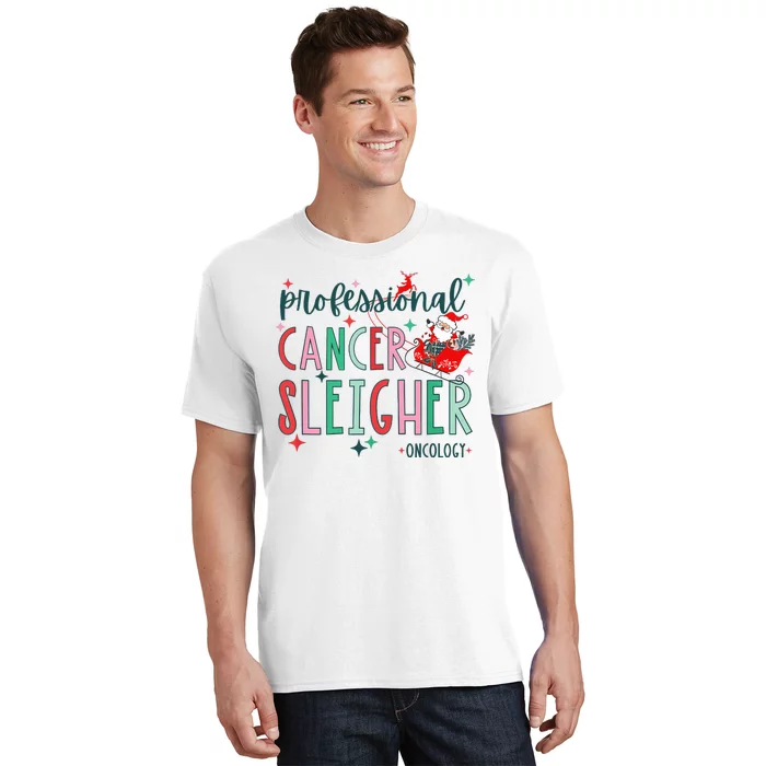 Professional Cancer Sleigher Oncology Nurse Christmas Women T-Shirt