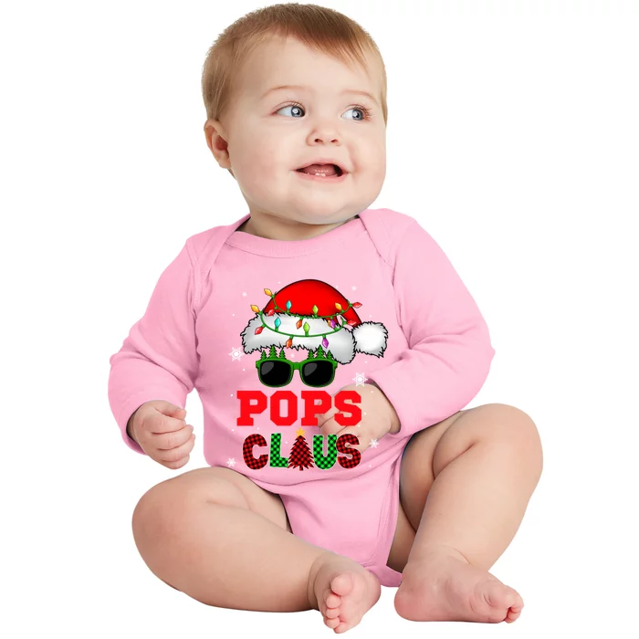 Pops Christmas Santa Xmas Santa Hat Sunglasses Family Cool Gift Baby Long Sleeve Bodysuit