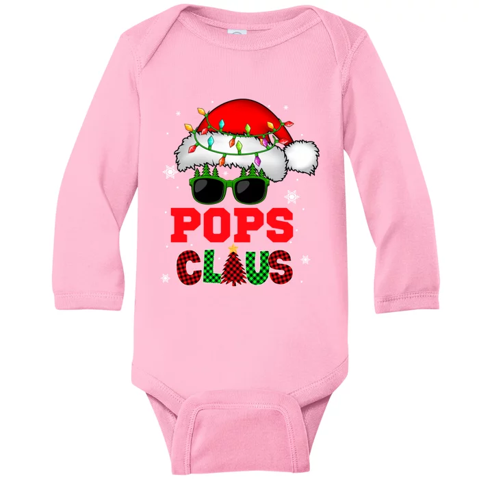 Pops Christmas Santa Xmas Santa Hat Sunglasses Family Cool Gift Baby Long Sleeve Bodysuit