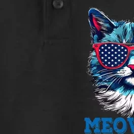 Patriotic Cat Sunglasses American Flag 4th of July Meowica Dry Zone Grid Performance Polo