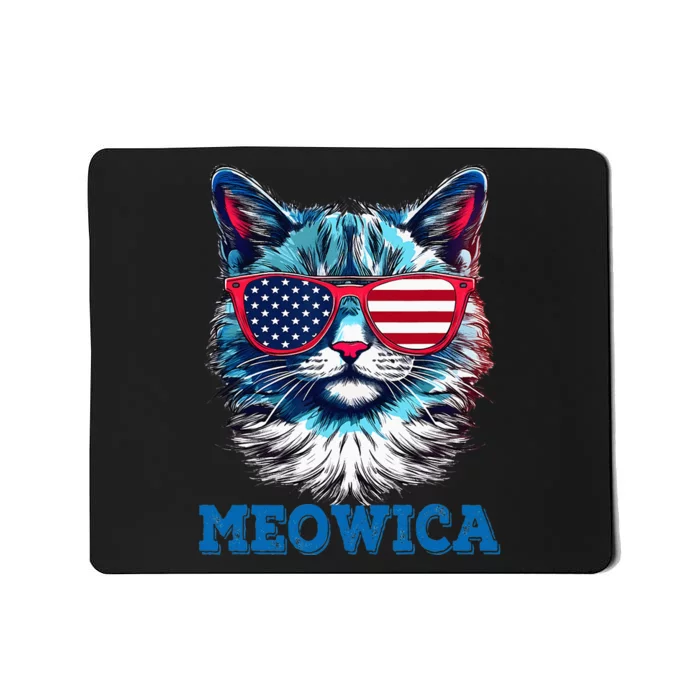 Patriotic Cat Sunglasses American Flag 4th of July Meowica Mousepad