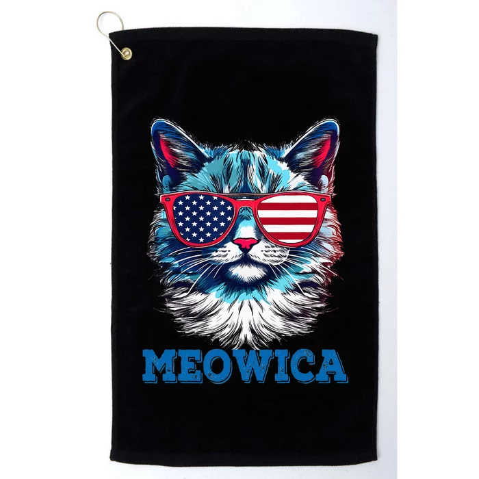 Patriotic Cat Sunglasses American Flag 4th of July Meowica Platinum Collection Golf Towel