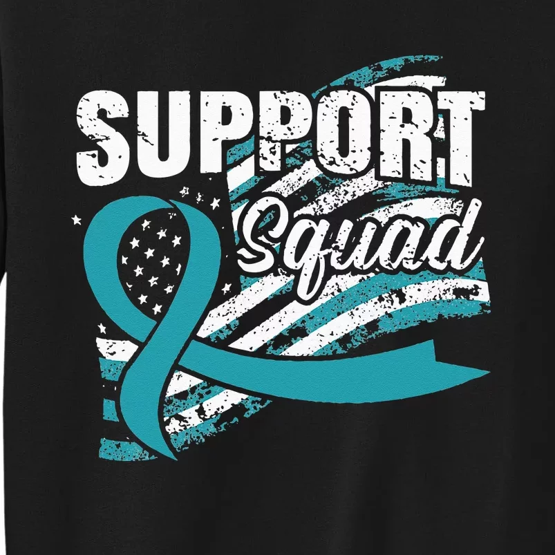 Peritoneal Cancer Support Squad USA Flag Awareness Ribbon Tall Sweatshirt