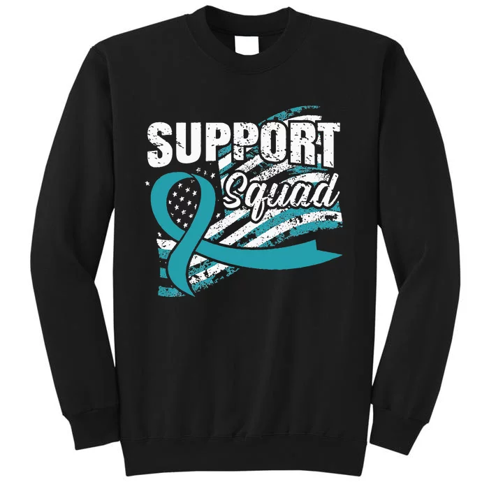 Peritoneal Cancer Support Squad USA Flag Awareness Ribbon Tall Sweatshirt