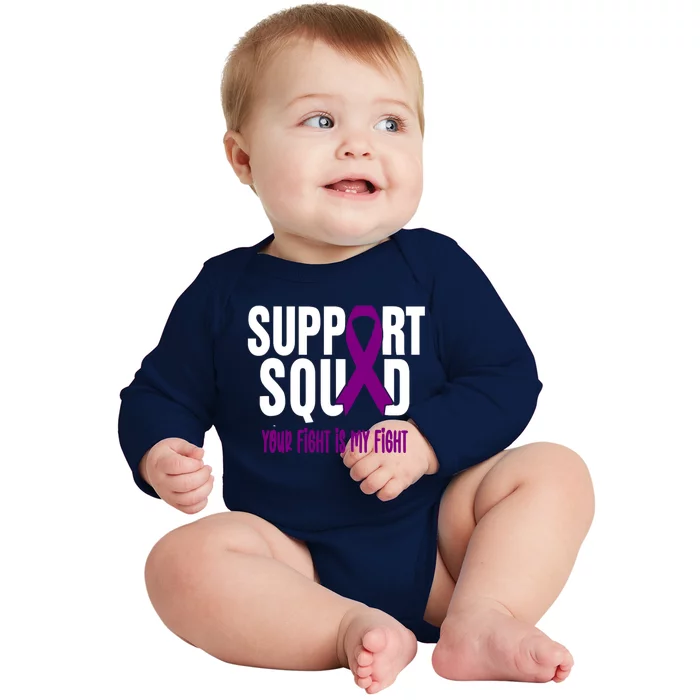 Pancreatic Cancer Support Squad Pancreatic Cancer Awareness Gift Baby Long Sleeve Bodysuit